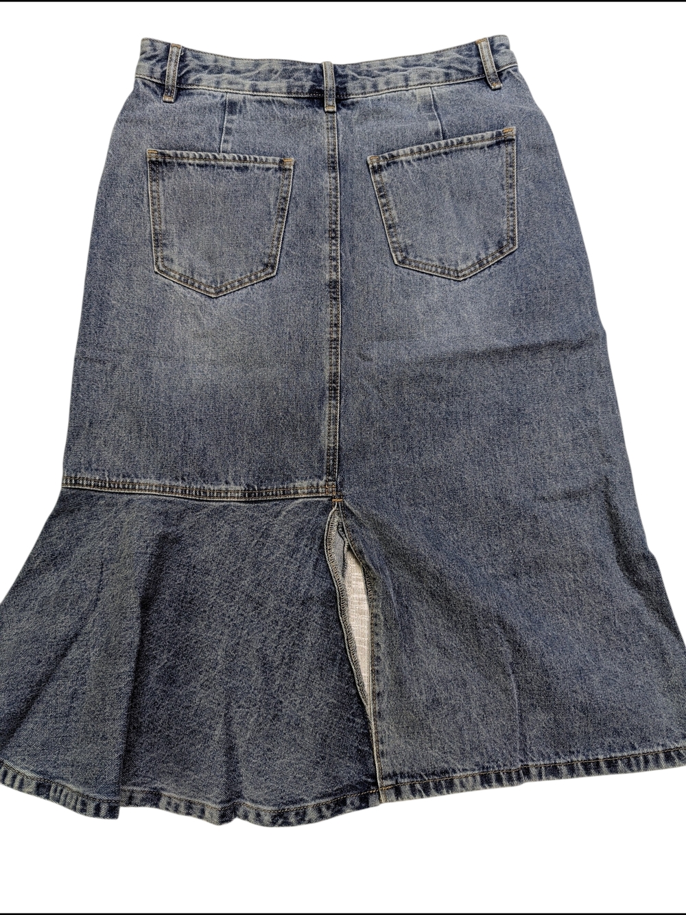 Vintage Teenie Weenie Denim Midi Skirt High Waist Blue - Picture 3 of 13